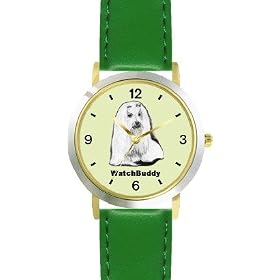 Maltese (SC) Dog - WATCHBUDDY® DESIGNER DELUXE TWO-TONE THEME WATCH - Arabic Numbers-EMERALD ISLE... by WatchBuddy