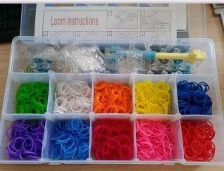 Loom Bands Complete Collection and Storage Kit, Includes a Solid Loom Tool Base and 1 Unbendable Hook + 2,000 Bands in a Variety of 10 Beautiful Colors +96 Clips with Instructions (Compare to Twistz Bandz Rainbow Loom Bracelet Rubber Band Kit)