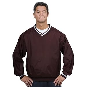 Sport-Tek Nylon V-Neck Wind Shirt with Stripe Trim