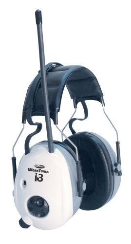 work headphones:AO Safety/3M Tekk WorkTunes i.3 AM/FM Hearing Protector, Silver and White #90569