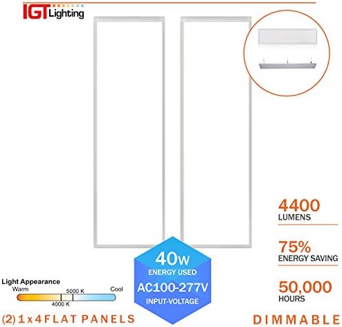 1'X4' LED Flat Panels Lighting Fixture High Lumens Dimmable 36W 4000K