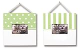 WHITE/SAGE STRIPED & DOT FRAME SET