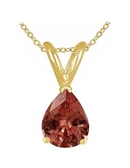 0.55Ct Pear Garnet Pendant in 14k Yellow Gold