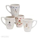Oneida Dinnerware Christmas Fun Set of 4 Mugs