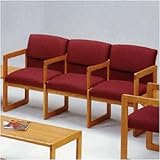 IMAGE OF Classic Series 5 Seat Sofa with Center Arms (ergo back) Base: Sled, Finish: Black, Material: Kilkenny Tweed Charcoal Vinyl