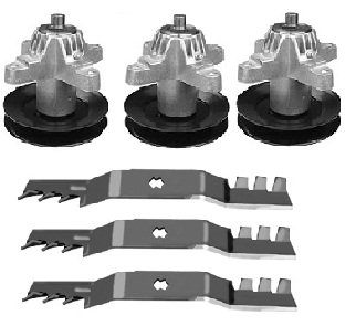 3-Pack MTD CUB CADET SPINDLE & GATOR BLADE 918-04126 618-04126 / 742-04053A 742-04056 i1050 LT SLT RZT MOWERS