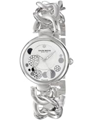 Akribos XXIV Womens AK678SS Lady Diamond Crystal Mother-Of-Pearl Dial Silver-Tone Twist Chain Link Bracelet Watch