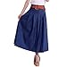Mingxin Casual Full / Maxi / Long Women's A-line Flared Pleated Denim Skirt Blue