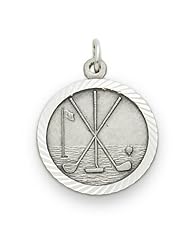 .925 Sterling Silver Golf Golfer Player Medal Pendant with Cross "Christ Strengthens Me" on reverse. Sports Golfing. Comes on 20" chain in jewelry box, gift-ready. Suitable for Boys Girls Men and Women