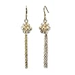 White Cultured Pearl Cluster Dangle Earrings in 18k Yellow Gold Overlay Sterling Silver