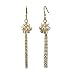 White Cultured Pearl Cluster Dangle Earrings in 18k Yellow Gold Overlay Sterling Silver