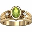 14K Yellow Gold Peridot and Diamond Ring