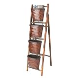47 Contemporary Bamboo Four Bin Standing Storage Baskets by CC Home Furnishings