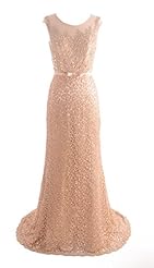 2015 Beaded Lace Cap Sleeves Scoop Neck Evening Dress/Prom Dress  with a Brush/Sweep Train 