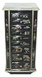 38" Black Lacquer Oriental Jewelry Armoire w/ Mountain Landscape Design ( Jewelry Cabinet )
