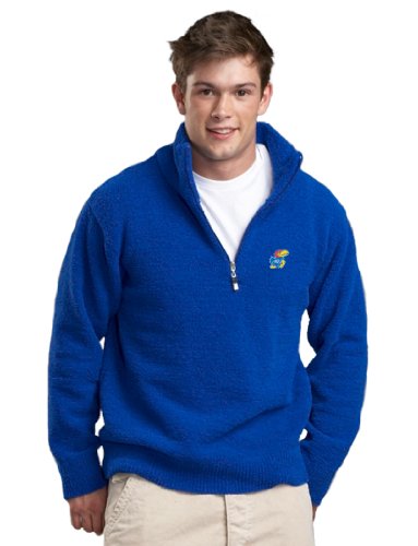 NCAA University of Kansas Kashwere U Unisex Half Zip Pullover (Royal Blue, Large/42-45)