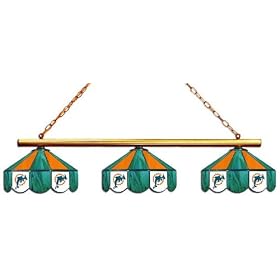 Miami Dolphins 3pc SWAG STAINED GLASS POOL BILLIARD TABLE LAMP LIGHT
