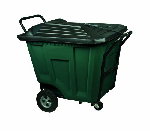 Akro-Mils 76591 30-1/2-Inch W by 47-Inch D by 39-1/2-Inch H 90 Gallon Akro-Cart Heavy Duty Plastic Waste Transport Cart with Lid, Green