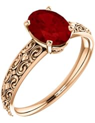 18K Rose Gold 8.00x6.00mm Oval Cut Chatham Created Ruby Ring -- LIFETIME WARRANTY