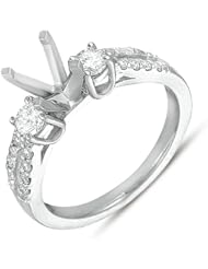 14K White Gold 0.46cttw Round Diamond Semi Mount Engagement Ring