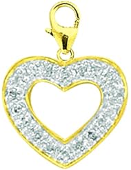 14K Yellow Gold Diamond Heart Charm