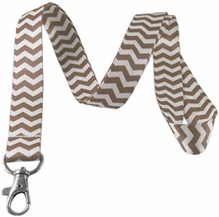 Brown Chevron Lanyard Key Chain Id Badge Holder by Love Jean