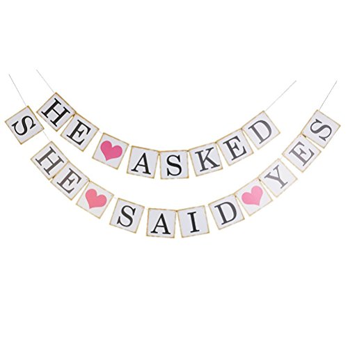 Pixnor Bunting Banner Wedding Bridal Party Decoration Photo Prop (HE ASKED SHE SAID YES)