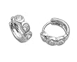 Sterling Silver Huggie Hoop Earrings with Clear CZ - 5mm x 14mm
