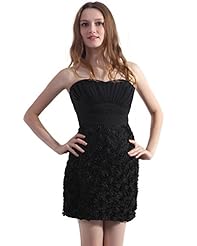 Strapless Natural   Waistline Sweetheart Sheath Lace Chiffon Short  Dress