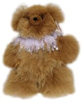Alpaca Bear. Genuine Dark Colored Alpaca Teddy Bear With White Rhinestones Collar. 13-14 inches high.