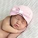 Melondipity Girls Organic Pink Big Bow Newborn Hospital Beanie Baby Hat