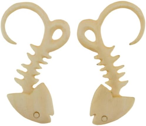 8G - Fish Hook Taper Plugs - Organic Crocodile Wood - Pair Urban Star Hangers