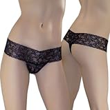 Brazilian Cut Stretch Lace Thonga, Blue-S