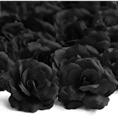Freshheart 20pcs Artificial Big Rose Flower Heads Black Party Wedding DIY HS8-17