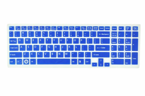 Silicone Laptop Keyboard Guardian angel Skin Cover for Sony Vaio Pcg-61511T, E15, S15, F219, F24, EB, EE, EH, EL, CB, SE, Series 15.5 inch With Figure up Pad on the right US Layout (Blue Semitransparent)