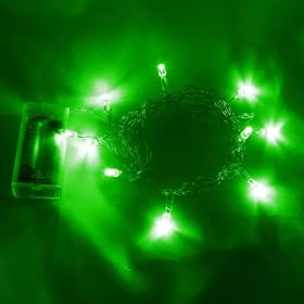 Battery Fairy Lights 10 Green LED bulbs - Static