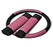 Oxgord 17pc Set Faux Leather / Pink & Black Auto Seat Covers Set - Airbag Compatible - 50/50 or 60/40 Rear Split Bench - 5 Head Rests - Universal Fit for Car, Truck, or SUV - FREE Steering Wheel Cover