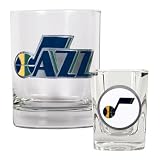 NBA Utah Jazz Rocks Glass & Square Shot Glass Set - Primary Logo