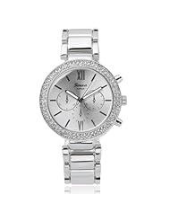 Brinley Co. Womens Rhinestone Accent Color-Pop Metal Link Watch