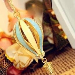 Dreamer on Air Colorful Hot Air Balloon Sweater Chain Necklace