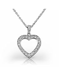 Palladium Exquisite Heart Shaped Diamond Pendant. 3/8 CTW