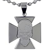 Halloween Maltese Celtic Cross And Skull Stainless Steel Necklaces Pendant For Men