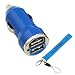 GTMax Blue 2-Port USB Car Charger Adapter 2A + Wrist Strap Lanyard