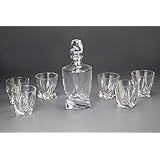 Premium Crystal Decanter Set by Luxe Crystal & Glass, 7-Piece Set in Black Gift Box