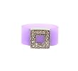 Ring - R62 - Silicone Ring with Square Shape Crystal Charm - Size 7 (18mm) ~ Purple