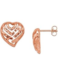 Aloha Heart Earrings in 14K Rose Gold - 15mm