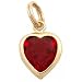 14K Gold Heart Charm July Birthstone Love Jewelry 9.5mm