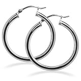 2 MM Thick Sterling Silver Hoop Earrings with 0.6 Diameter