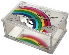 Rainbow Jewelry Box with Mirror-Attractive Clear Display Case Organizer-Storage for Rings, Coins, Keys