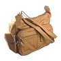 Genuine Leather Handbag with Cell Phone Holder & Many Pockets (Tan)
